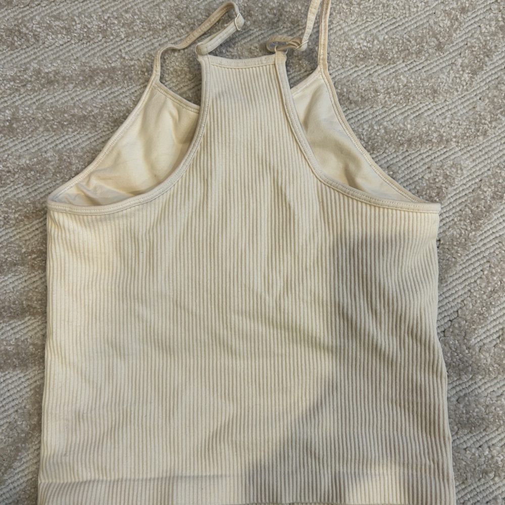 Beige Ribbed Sports Top - Picture 3 of 4